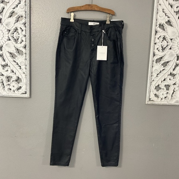 KanCan Black High Rise Button Fly Coated Pants. Ew with tags size 13/30 - Picture 2 of 10